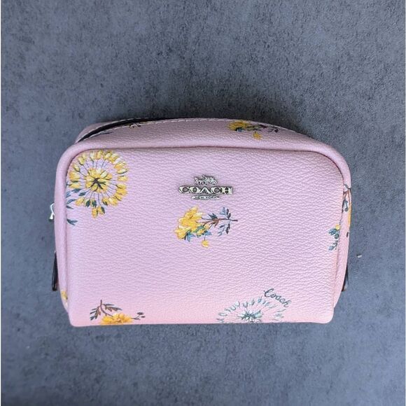 Coach Boxy Dandelion Floral Print Pink Cosmetic Case - Picture 1 of 8